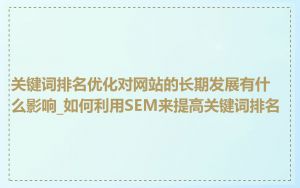 关键词排名优化对网站的长期发展有什么影响_如何利用SEM来提高关键词排名