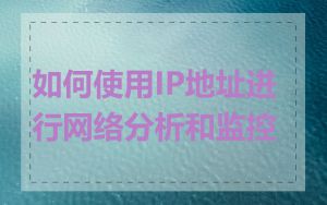 如何使用IP地址进行网络分析和监控
