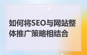 如何将SEO与网站整体推广策略相结合