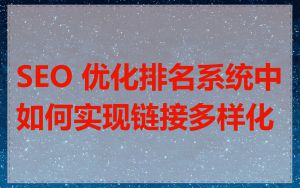 SEO 优化排名系统中如何实现链接多样化