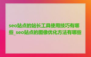 seo站点的站长工具使用技巧有哪些_seo站点的图像优化方法有哪些