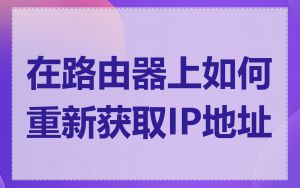 在路由器上如何重新获取IP地址