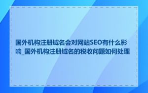 国外机构注册域名会对网站SEO有什么影响_国外机构注册域名的税收问题如何处理