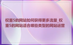 权重5的网站如何获得更多流量_权重5的网站适合哪些类型的网站运营