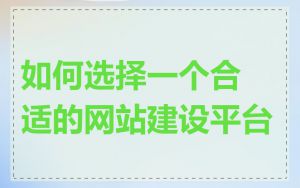 如何选择一个合适的网站建设平台