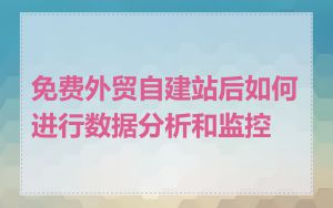 免费外贸自建站后如何进行数据分析和监控