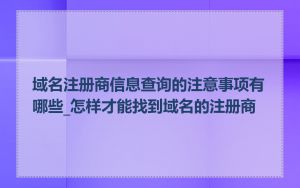 域名注册商信息查询的注意事项有哪些_怎样才能找到域名的注册商