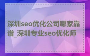 深圳seo优化公司哪家靠谱_深圳专业seo优化师