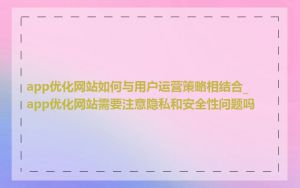 app优化网站如何与用户运营策略相结合_app优化网站需要注意隐私和安全性问题吗