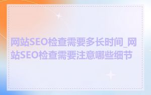 网站SEO检查需要多长时间_网站SEO检查需要注意哪些细节