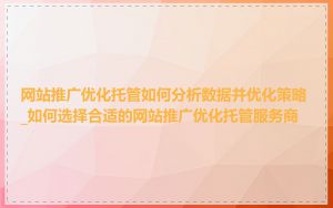 网站推广优化托管如何分析数据并优化策略_如何选择合适的网站推广优化托管服务商