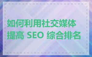 如何利用社交媒体提高 SEO 综合排名