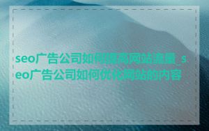 seo广告公司如何提高网站流量_seo广告公司如何优化网站的内容