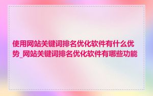 使用网站关键词排名优化软件有什么优势_网站关键词排名优化软件有哪些功能