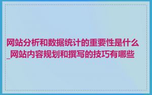 网站分析和数据统计的重要性是什么_网站内容规划和撰写的技巧有哪些