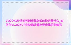 VLOOKUP快速判断查找列数的诀窍是什么_如何在VLOOKUP中快速计算出要查找的列编号