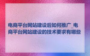 电商平台网站建设后如何推广_电商平台网站建设的技术要求有哪些