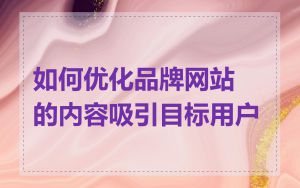 如何优化品牌网站的内容吸引目标用户
