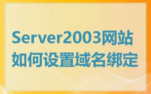 Server2003网站如何设置域名绑定