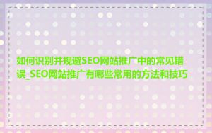 如何识别并规避SEO网站推广中的常见错误_SEO网站推广有哪些常用的方法和技巧