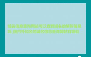 域名信息查询网站可以查到域名的解析信息吗_国内外知名的域名信息查询网站有哪些