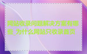 网站收录问题解决方案有哪些_为什么网站只收录首页