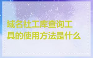 域名社工库查询工具的使用方法是什么