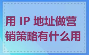 用 IP 地址做营销策略有什么用