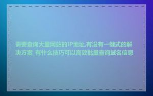 需要查询大量网站的IP地址,有没有一键式的解决方案_有什么技巧可以高效批量查询域名信息