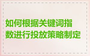 如何根据关键词指数进行投放策略制定