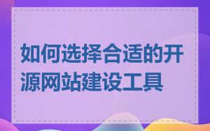 如何选择合适的开源网站建设工具