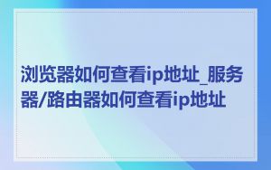 浏览器如何查看ip地址_服务器/路由器如何查看ip地址