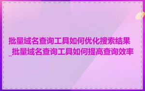 批量域名查询工具如何优化搜索结果_批量域名查询工具如何提高查询效率