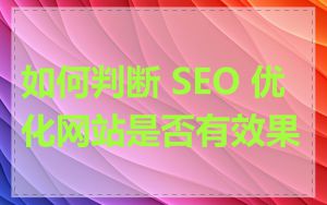 如何判断 SEO 优化网站是否有效果