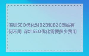 深圳SEO优化对B2B和B2C网站有何不同_深圳SEO优化需要多少费用