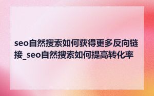 seo自然搜索如何获得更多反向链接_seo自然搜索如何提高转化率