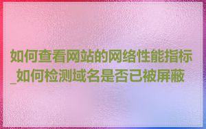 如何查看网站的网络性能指标_如何检测域名是否已被屏蔽