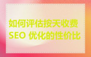 如何评估按天收费 SEO 优化的性价比