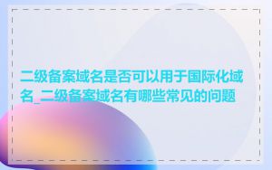 二级备案域名是否可以用于国际化域名_二级备案域名有哪些常见的问题