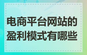 电商平台网站的盈利模式有哪些