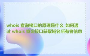 whois 查询接口的原理是什么_如何通过 whois 查询接口获取域名所有者信息