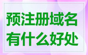 预注册域名有什么好处
