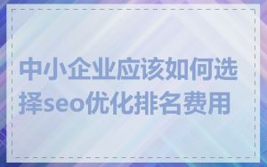 中小企业应该如何选择seo优化排名费用