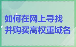 如何在网上寻找并购买高权重域名