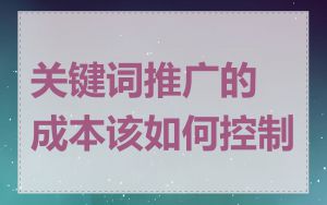 关键词推广的成本该如何控制