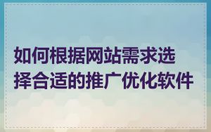 如何根据网站需求选择合适的推广优化软件