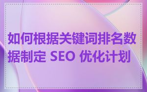 如何根据关键词排名数据制定 SEO 优化计划