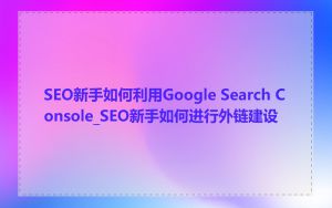 SEO新手如何利用Google Search Console_SEO新手如何进行外链建设