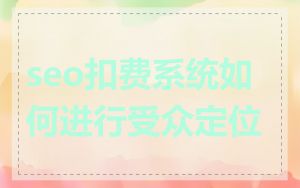 seo扣费系统如何进行受众定位