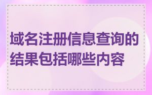 域名注册信息查询的结果包括哪些内容